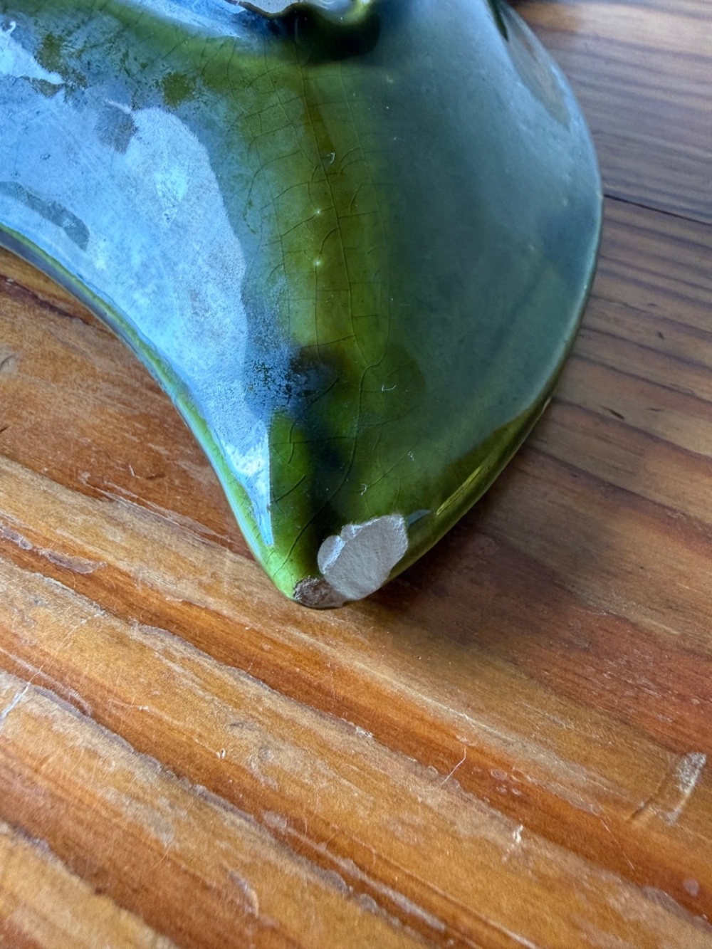Mid-Century Modern 1960's Wade of California Pottery  Green Divided Leaf Dish - Picture 13 of 14